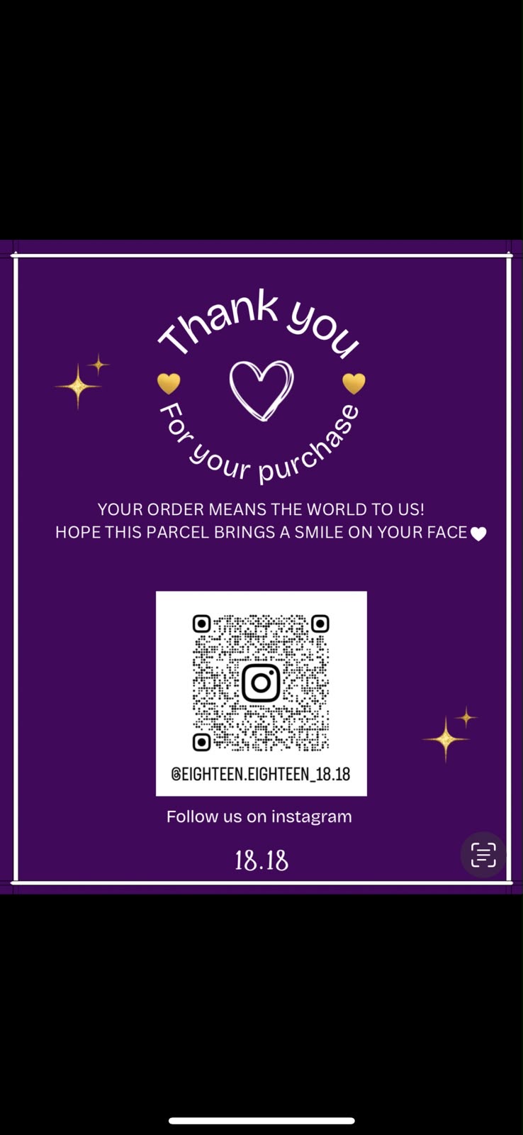 18.18 purple and gold branded packaging